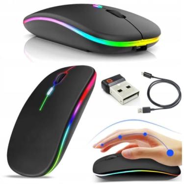 Imagem de Mouse Sem Fio Recarregavel 2.4g Wireless USB para Notebook Desktop TV (Preto)