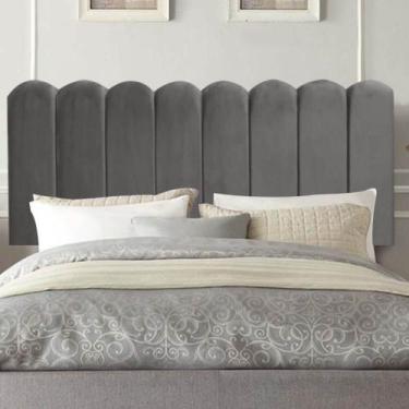 Imagem de Painel Estofado Luxo Nuvem Alanis 90cm Solteiro Para Cama Box Suede Ci