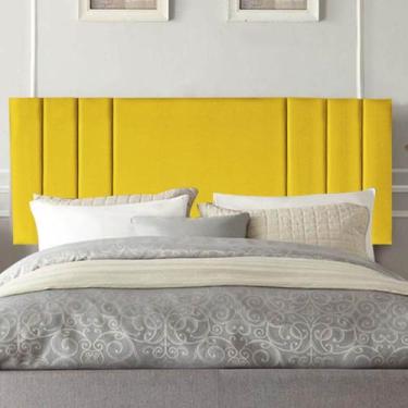 Imagem de Painel Estofado Luxo Grécia 100cm Solteiro Para Cama Box Suede Amarelo