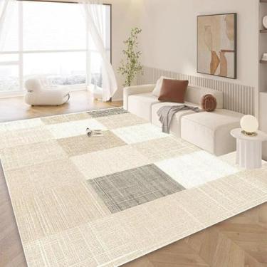 Imagem de Tapete geométrico moderno para sala de estar, decoração de luxo para casa, sofá, tapetes grandes, creme, vento, quarto, cabeceira (5,9 x 8,2 pés (180 x 250 cm)/flanela-5)