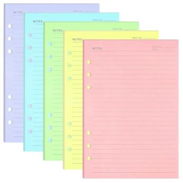 Imagem de OMEYA Refil de papel A5 colorido forrado, papel de folha solta de 120 g/m², 6 furos, refil de caderno para 6 anéis, agenda de fichário, 150 folhas/300 páginas, 14 x 21 cm