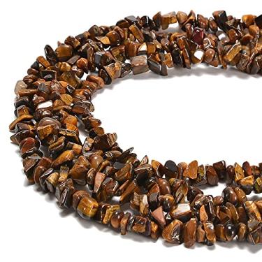 Imagem de jodaying 7-8 mm Natural Amarelo Olho de Tigre Pedras Preciosas Lascas Soltas Semi Preciosas para Fazer Joias DIY Artesanato Artesanal Suprimentos 1 Fio por Saco Aproximadamente 86 cm