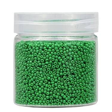 Imagem de Bala&Fillic Contas de sementes quase uniformes de tamanho redondo de 2 mm 10.000 peças/110 gramas em caixa 12/0 contas de vidro pequenas verdes para fazer joias, brincos, pulseiras, colar (verde)