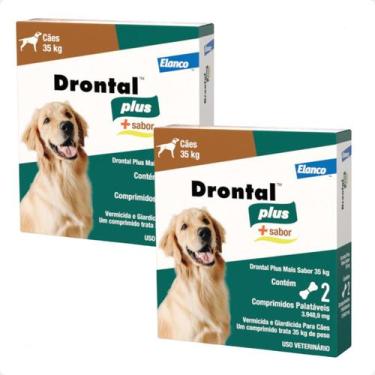 Imagem de 2 Vermífugo Drontal Plus 2 Comprimidos Para Cães Até 35kg - Elanco