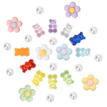 Imagem de CIKKITZ 27 peças de pingentes de flores para sandálias de tamancos, acessórios de urso para meninas, pingentes de decoração de sapatos DIY para mulheres, lembrancinhas de festa, generic, Resina