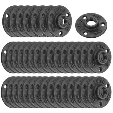 Imagem de Flange de piso, Home TZH Flange de tubo roscado de ferro maleável para estilo vintage industrial, flanges com furo rosqueado para projetos faça-você-mesmo/móveis/decoração de prateleiras (102, 1/2