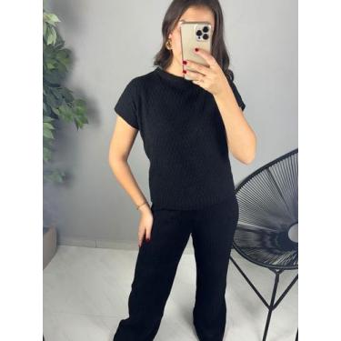 Imagem de Conjunto Calça Pantalona e Blusa Colete Tricot Mousse Feminino Aeroloo