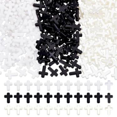 Imagem de NBEADS 360 peças de contas cruzadas de acrílico em 3 cores, mini crucifixo de 15,5 x 12 x 4,5 mm, contas espaçadoras de rosário para pulseira DIY, colar, brinco, orifício: 2 mm