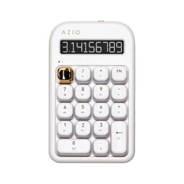 Imagem de Azio IZO Wireless Bluetooth Mechanical Numberpad & Standalone Calculadora com forma ergonômica redonda, dois tons, Double Shot PBT, 9 modos de luz de fundo – White Blossom, IN103-US