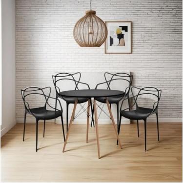 Imagem de Mesa Eiffel 100 cm Com 4 Cadeiras Allegra Kit Prático E Versátil Empil
