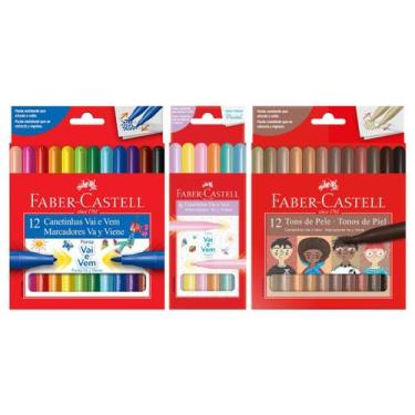 Imagem de Kit Canetinhas vai e vem Faber Castell ponta afunda e volta - Faber-Ca