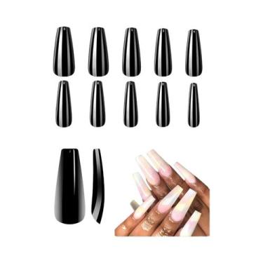 Imagem de Unhas Postiças Extra Longas E Transparentes, 120 Peças, Meia Cobertura