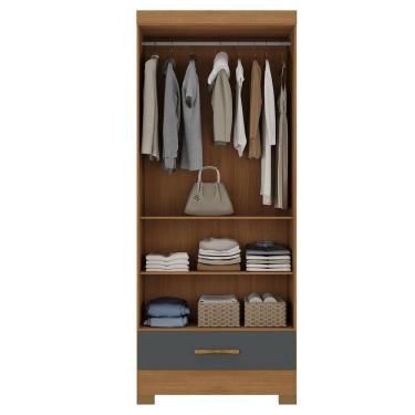 Imagem de Guarda Roupa Roupeiro Multiuso Smart Versatile 1 Gaveta Sem Portas Cinamomo Grafite- Rodial Móveis