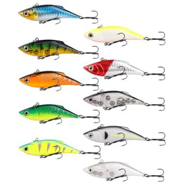 Imagem de Balifly Iscas de pesca Lipless Crankbait para pesca em água salgada longa distância de fundição para robalo Walleye truta almiscarado água doce equipamento de pesca de água salgada 7,5 cm/11,1 g FS/YE