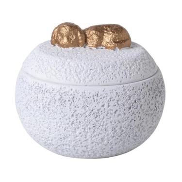 Imagem de IEUDNS Urna Memorial de Cimento para Cachorro Decoração de Mesa Compacta com Tampa Recipiente Resistente à Umidade Caixa de Cinzas Memorial 350ml Urna Funerá, Branco