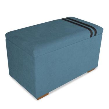 Imagem de Recamier Puff Baú Decorativo Funcional Organizador no Boucle com Cinto