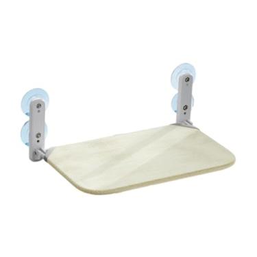 Imagem de WeiLaiKeQi Poleiro de janela para gatos, assento dobrável para janela, espreguiçadeira, suporte para peitoril, rede com ventosa para brincar, tomar, gatos, Bege 45x29cm