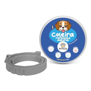 Imagem de Coleira Repelente Natural para Cães, contra pulgas carrapatos mosquitos, sem química (Cinza, Regulável)