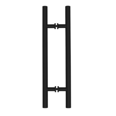 Imagem de Puxador Tubular H Preto Em Alúminio 30cm Entre Furos Para Porta