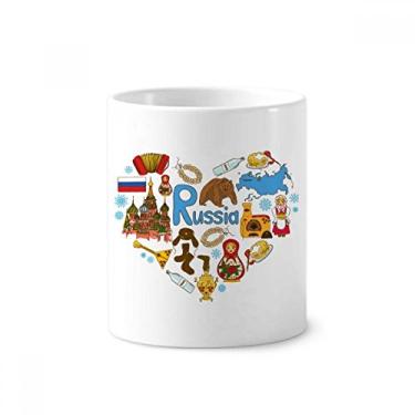 Imagem de Rússia Acordeão de São Basílio Suporte de Caneta Escova de Dentes Caneca Branca de Cerâmica 355 ml