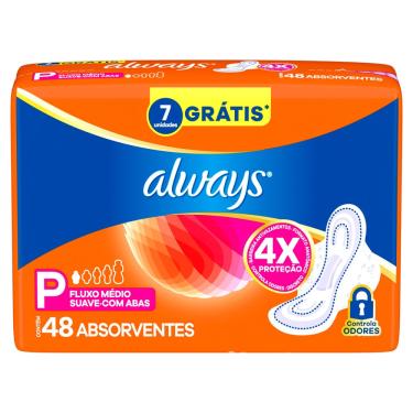 Imagem de Absorvente Always Fluxo Médio Com Abas 48 Unidades