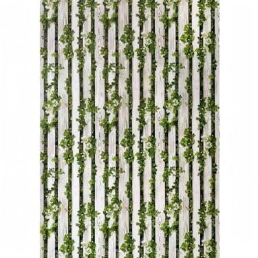 Imagem de ESSMOKO Folha verde listras verticais papel de parede de PVC autoadesivo café loja fundo parede restaurante papel de parede decorativo retrô adesivo de grão de madeira