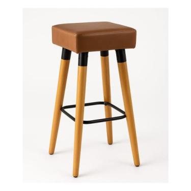 Imagem de 2 Unidades Banqueta Alta Estofada Quadrada Barcelona Industrial Pés Pa