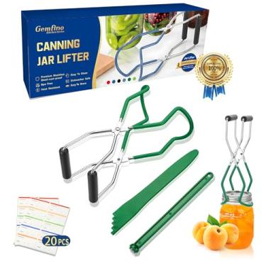 Imagem de Pinça de elevação de pote de conserva com elevador de tampa de jarra levantador magnético de tampa, removedor de bolhas de conserva e etiquetas de conservas para suprimentos de conserva kit iniciante