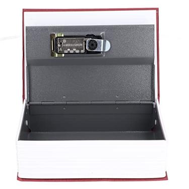 Imagem de MUNEFE SAFECofre de aço em forma de livro, cofre clássico para livros, tipo código de bloqueio, caixa de armazenamento doméstico para joias de dinheiro e documentos importantes (vermelho)