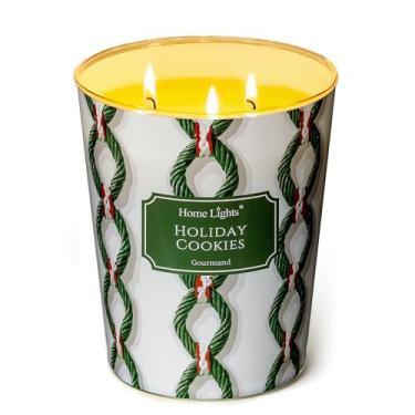 Imagem de Velas perfumadas HomeLights Holiday Cookies | Velas de soja de 1000 ml Rústicas Modernas Frascos Grandes de 3 Pavios, Vela Ideal para Eventos, Decoração de Casa, Estresse, Alívio e Relaxamento