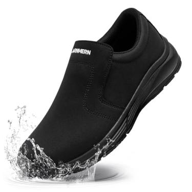Imagem de LARNMERN Tênis feminino antiderrapante para trabalho e cozinheiro de cozinha, impermeável, antiderrapante, para caminhada, serviço de alimentação, restaurante, sem cadarço, casual, moderno, para