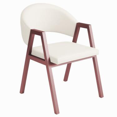 Imagem de Cadeira De Jantar Antonella Corino Estilo Poltrona Com Pés Rosê - 7 Decor Branco