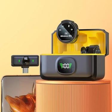 Imagem de Microfone de Lapela Sem Fio X-iaomi Profissional com Base de Carregamento, Display LED, para iPhone/Android dispositivos com Lightning/USB-C，para vídeo, entrevista, vlog