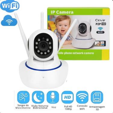 Imagem de Câmera Ip 3 Antenas Segurança Wifi Noturna 110v/220v - ASAF