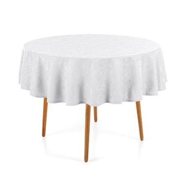 Imagem de Toalha Mesa Redonda 4 Lugares Jacquard Dominic Branco