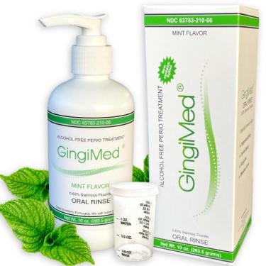 Imagem de Enxágue dental Gingi Med com sabor de menta 300 ml de flúor de estanho