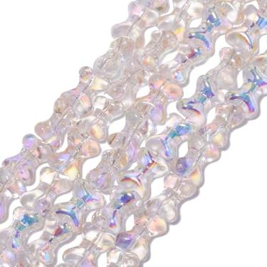 Imagem de Songxi 60 peças de laço branco - 1 contas de vidro semi-banhadas para fabricação de joias, contas de cristal feitas à mão de 9,5 × 12,5 mm para pulseira, colar, chaveiro, contas espaçadoras soltas