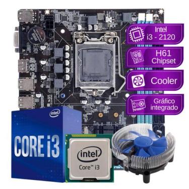 Imagem de kit Upgrade Intel i3 2120 3.30ghz + Cooler + Placa Mãe h61 1155  - PC 