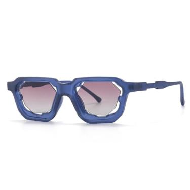 Imagem de VFDHN Óculos de sol retrô fashion punk feminino masculino festa clássico vintage uv400 para áreas externas (azul marrom)