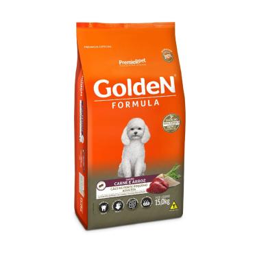 Imagem de Ração Golden Formula Mini Bits Cães Adultos Raças Pequenas Carne e Arroz 15kg