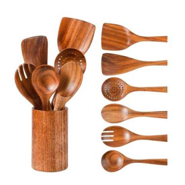Imagem de Conjunto de utensílios de cozinha NAYAHOSE (colheres de madeira) para 