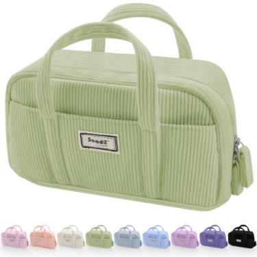 Imagem de Estojo de lápis Sooez Large Green Corduroy para meninas adolescentes