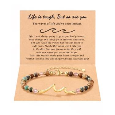 Imagem de Tarsus Presentes inspiradores para mulheres e homens, Through The Waves of Life, Life is Tough but so are You, pulseira de incentivo presentes atenciosos para amiga, irmã colega de trabalho