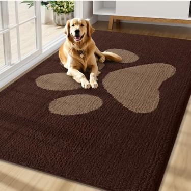 Imagem de Buganda Tapete de porta de cachorro para patas enlameadas, capachos absorventes de sujeira antiderrapante, tapete de baixo perfil lavável para cães de lama, tapete de entrada para piso interno (177 x