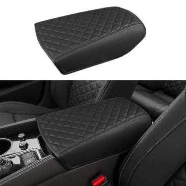 Imagem de DEYTOP Capa de console central para Nissan Maxima 2016-2023 capa de apoio de braço para Nissan Maxima 2016 2023 acessórios protetor de apoio de braço de couro antiarranhões (preto com almofada)