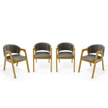 Imagem de Kit Com 4 Cadeiras Agatha Madeira Maciça Estofada Para Mesa De jantar