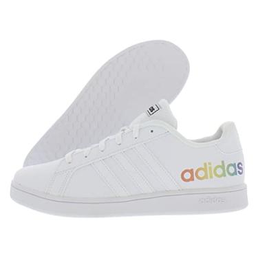 Imagem de adidas Tênis infantil Grand Court 2.0, Calçado branco/branco nuvem, branco e branco, 19