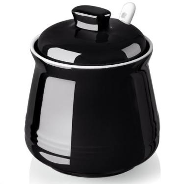Imagem de Açucareiro DAYYET Ceramic 350mL com tampa e colher preta