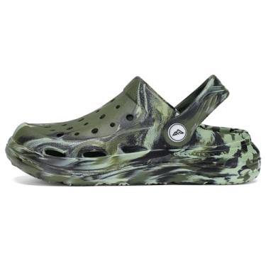 Imagem de Ballaza Tamancos infantis tie dye para meninos e meninas | Sapatos aquáticos leves sem cadarço com suporte de arco, Exército/verde, 18