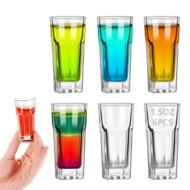 Imagem de eispap 6 peças de copos de shot de 42,5 g com base pesada, copos pequenos para bebidas alcoólicas e espirituosas, copos duráveis de barra de tequila para bebidas alcoólicas e espresso, conjunto de